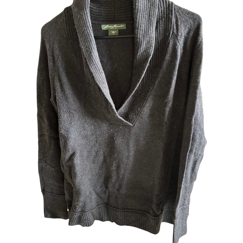 Eddie Bauer Women's Charcoal Cowl Neck Sweater